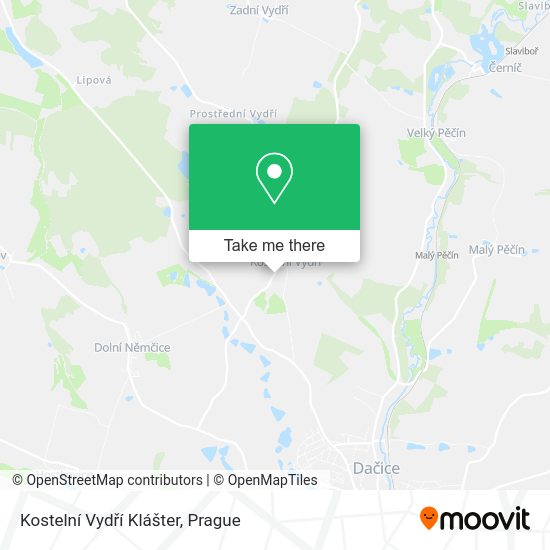 Kostelní Vydří Klášter map