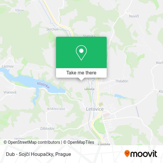 Dub - Sojčí Houpačky map
