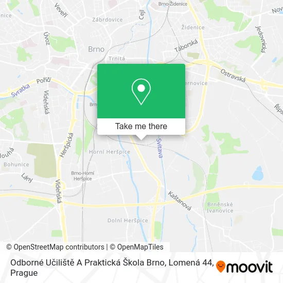 Карта Odborné Učiliště A Praktická Škola Brno, Lomená 44