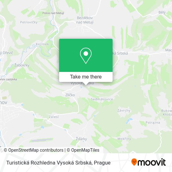 Turistická Rozhledna Vysoká Srbská map