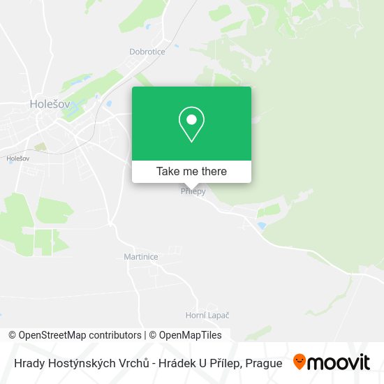 Hrady Hostýnských Vrchů - Hrádek U Přílep map