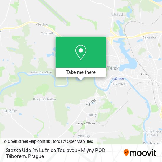 Stezka Údolím Lužnice Toulavou - Mlýny POD Táborem map