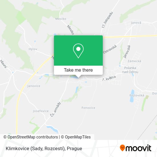Klimkovice (Sady, Rozcestí) map