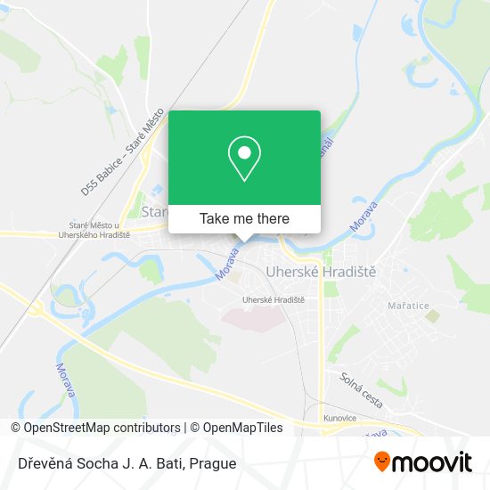 Dřevěná Socha J. A. Bati map