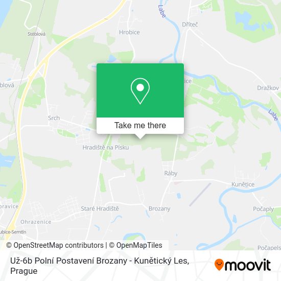 Už-6b Polní Postavení Brozany - Kunětický Les map