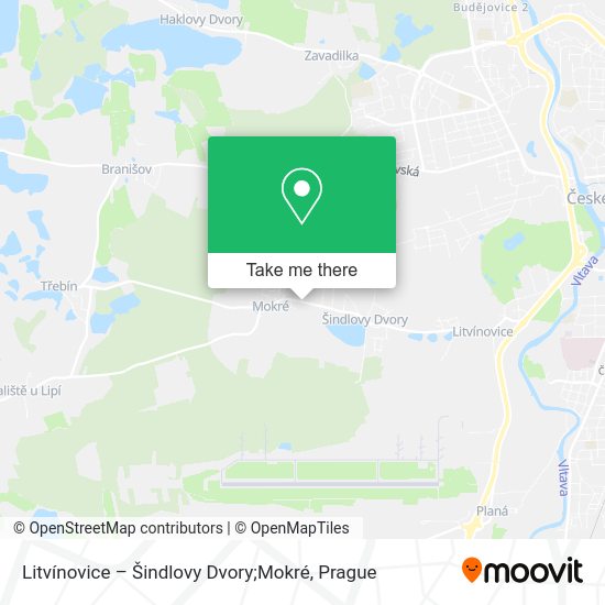 Litvínovice – Šindlovy Dvory;Mokré map