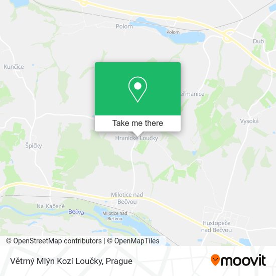 Větrný Mlýn Kozí Loučky map
