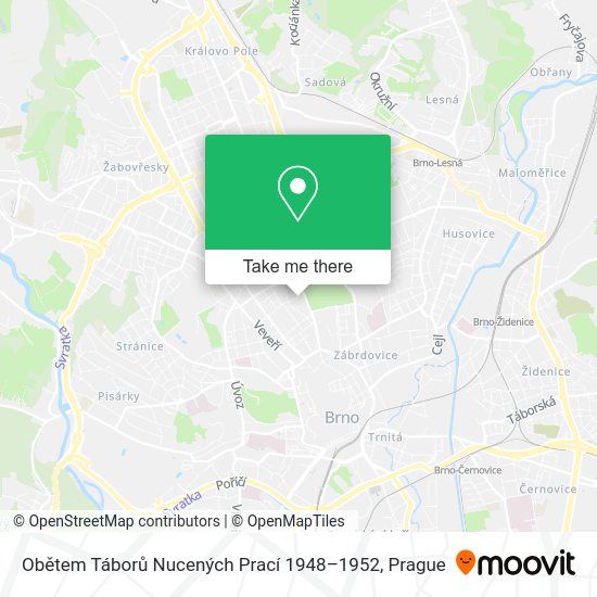 Obětem Táborů Nucených Prací 1948–1952 map