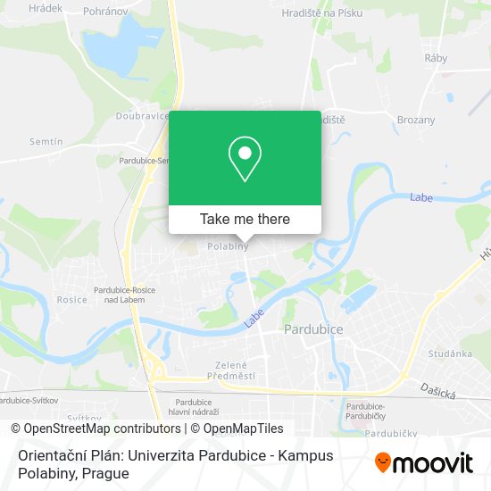 Orientační Plán: Univerzita Pardubice - Kampus Polabiny map