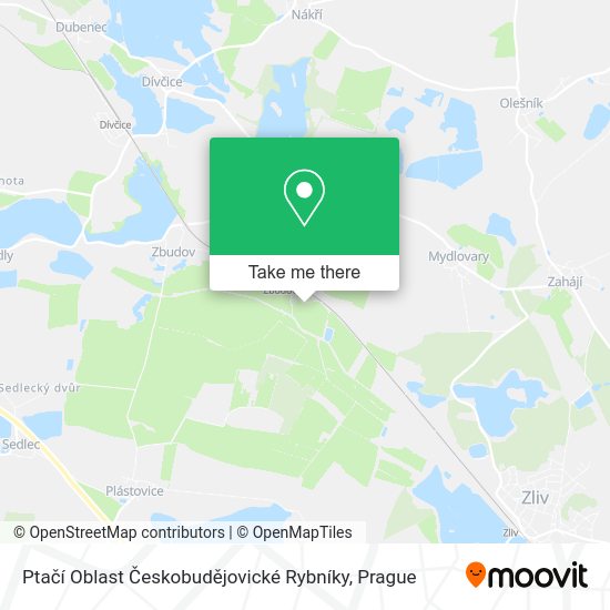Ptačí Oblast Českobudějovické Rybníky map