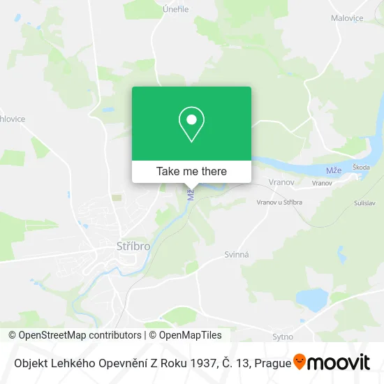 Карта Objekt Lehkého Opevnění Z Roku 1937, Č. 13
