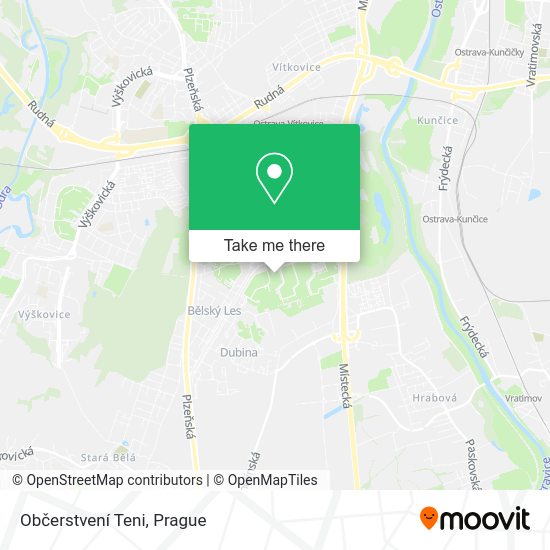 Občerstvení Teni map