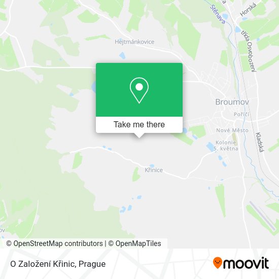 O Založení Křinic map