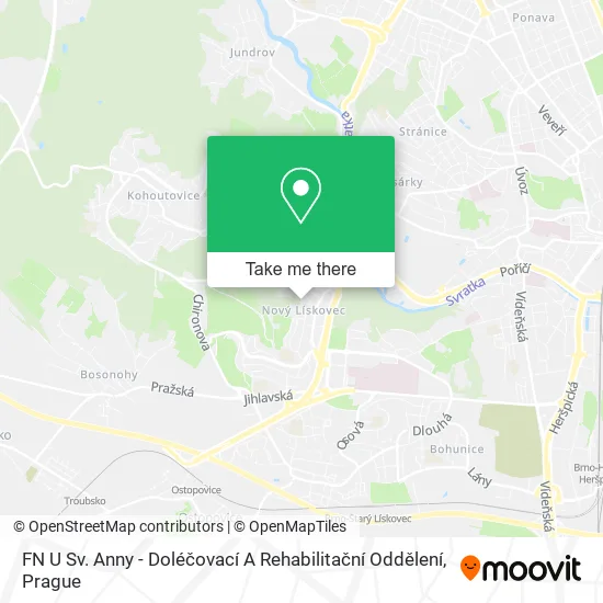 FN U Sv. Anny - Doléčovací A Rehabilitační Oddělení map