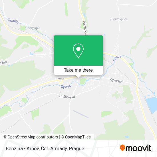 Benzina - Krnov, Čsl. Armády map