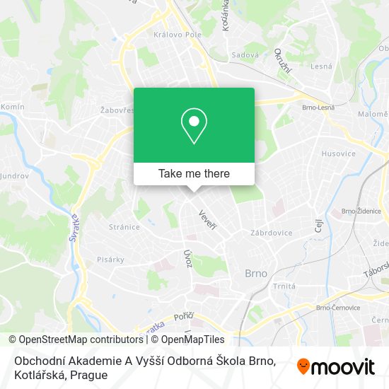 Obchodní Akademie A Vyšší Odborná Škola Brno, Kotlářská map