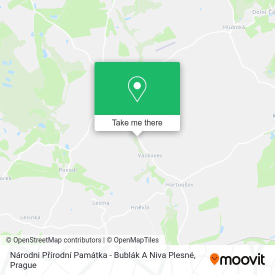 Národni Přírodní Památka - Bublák A Niva Plesné map