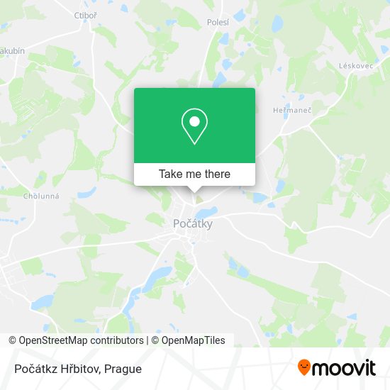 Карта Počátkz Hřbitov