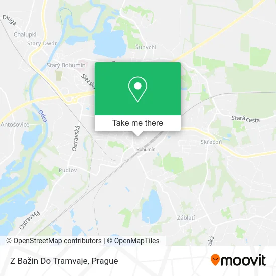 Карта Z Bažin Do Tramvaje