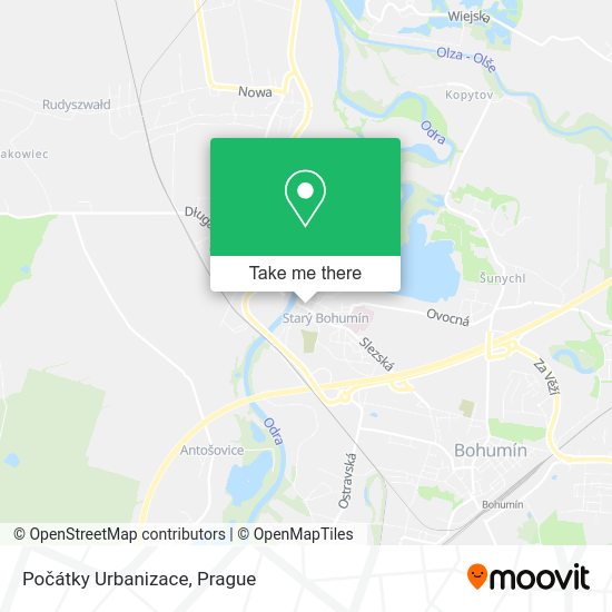 Карта Počátky Urbanizace