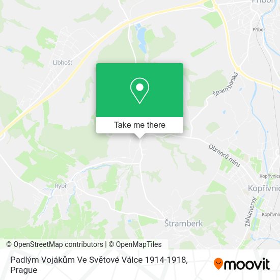Padlým Vojákům Ve Světové Válce 1914-1918 map