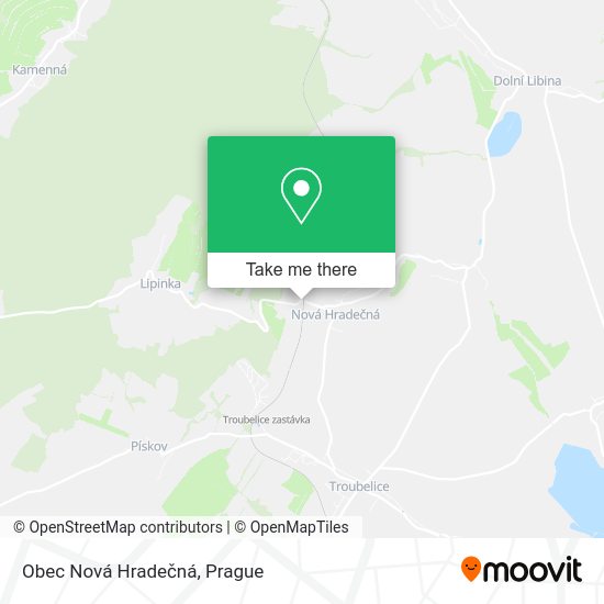 Obec Nová Hradečná map