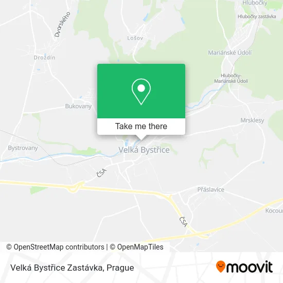 Карта Velká Bystřice Zastávka