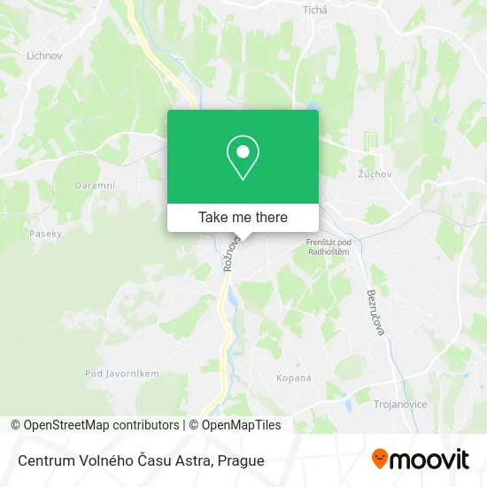 Карта Centrum Volného Času Astra