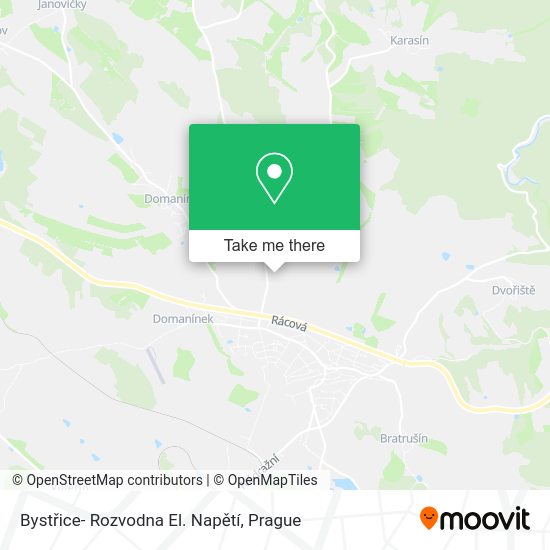Bystřice- Rozvodna El. Napětí map