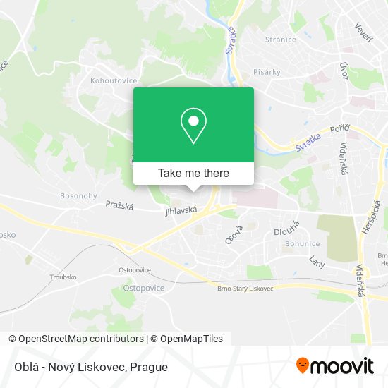 Oblá - Nový Lískovec map