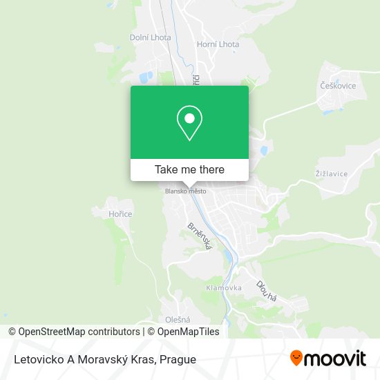 Letovicko A Moravský Kras map