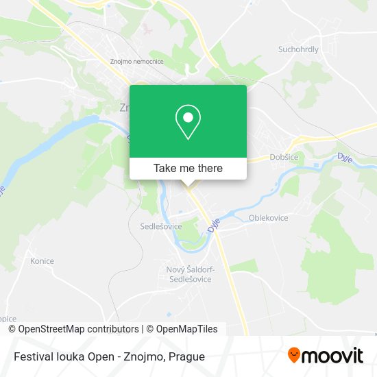 Festival louka Open - Znojmo map