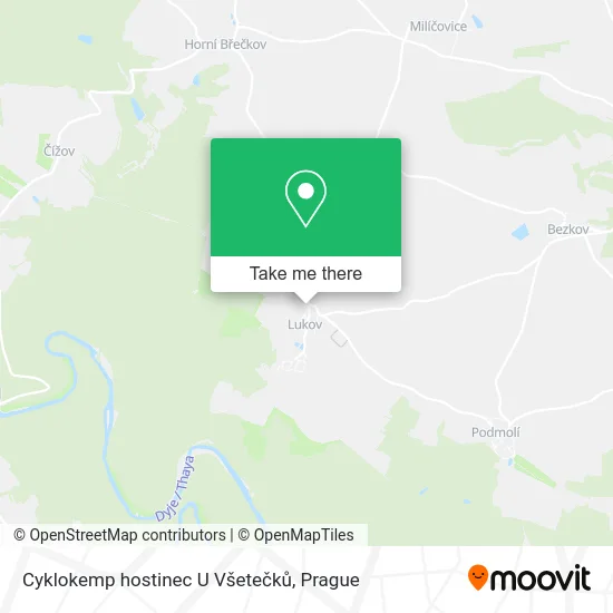 Карта Cyklokemp hostinec U Všetečků
