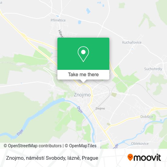 Znojmo, náměstí Svobody, lázně map