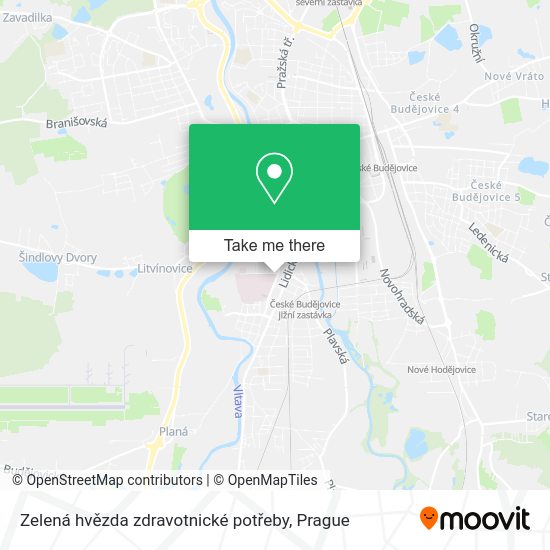 Zelená hvězda zdravotnické potřeby map