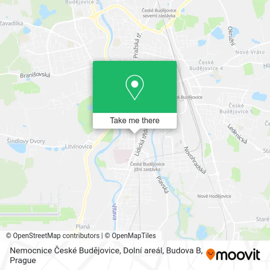 Карта Nemocnice České Budějovice, Dolní areál, Budova B