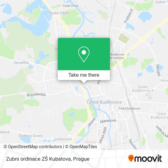 Zubni ordinace ZŠ Kubatova map