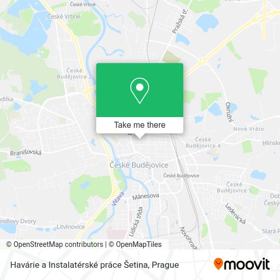 Havárie a Instalatérské práce Šetina map
