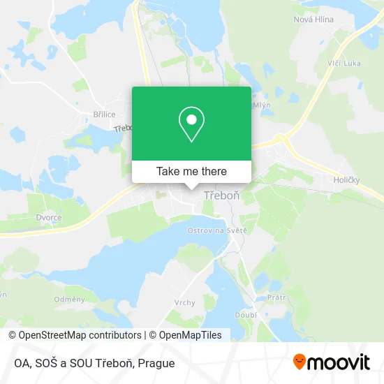 Карта OA, SOŠ a SOU Třeboň