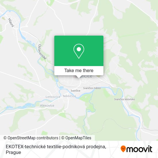 Карта EKOTEX-technické textilie-podniková prodejna
