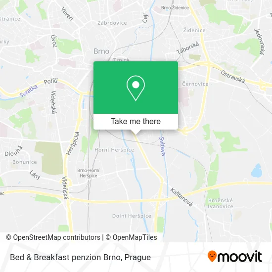 Карта Bed & Breakfast penzion Brno