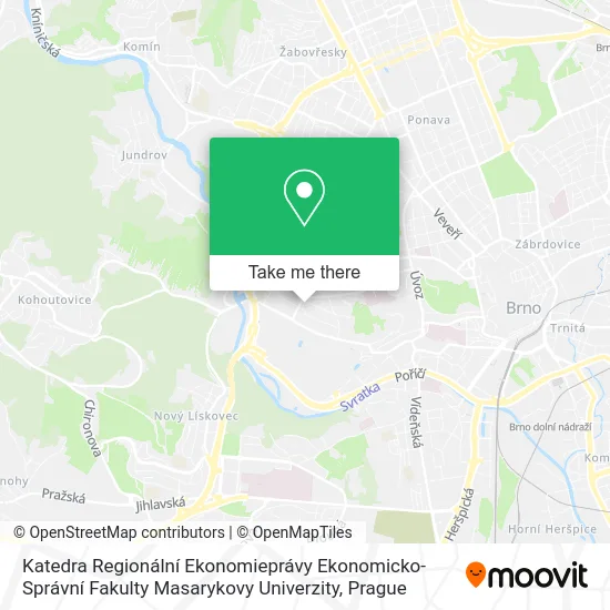 Карта Katedra Regionální Ekonomieprávy Ekonomicko-Správní Fakulty Masarykovy Univerzity