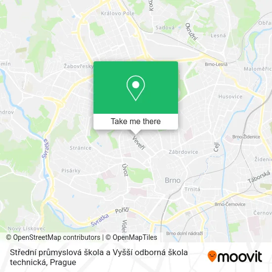 Карта Střední průmyslová škola a Vyšší odborná škola technická