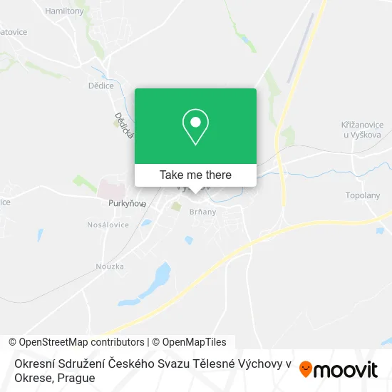 Карта Okresní Sdružení Českého Svazu Tělesné Výchovy v Okrese