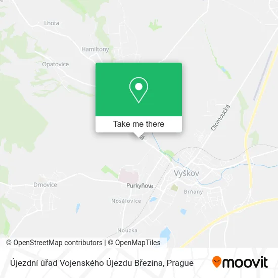 Карта Újezdní úřad Vojenského Újezdu Březina