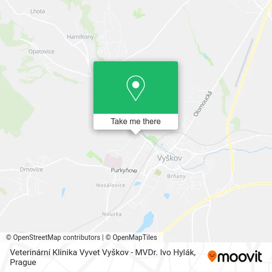 Карта Veterinární Klinika Vyvet Vyškov - MVDr. Ivo Hylák