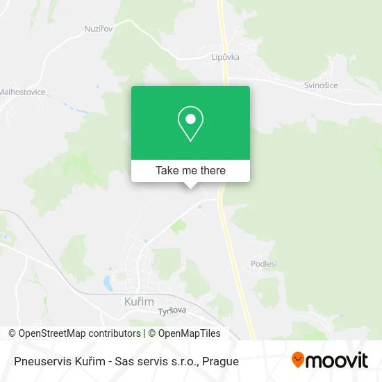 Карта Pneuservis Kuřim - Sas servis s.r.o.