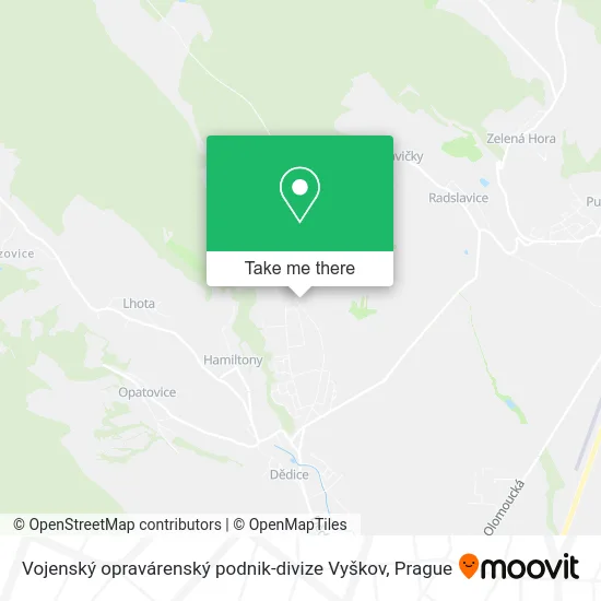 Карта Vojenský opravárenský podnik-divize Vyškov