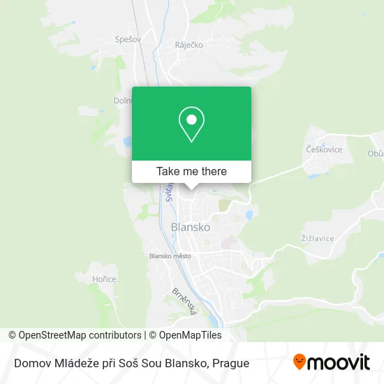 Карта Domov Mládeže při Soš Sou Blansko