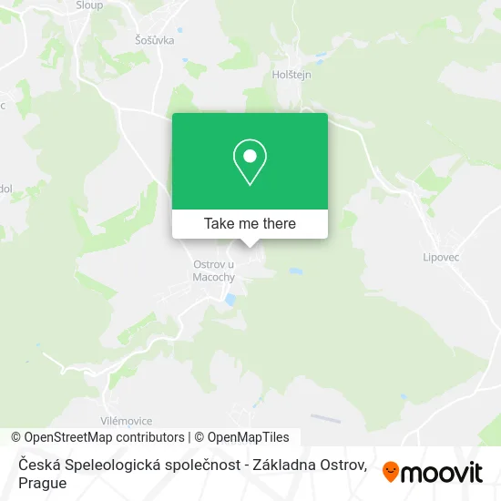 Карта Česká Speleologická společnost - Základna Ostrov